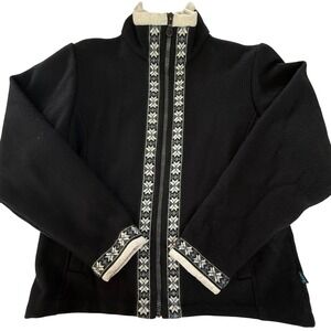 Alf Kuhl Womens Bergen Wool Jacket Black Nordic Full Zip Size M Scandinavian